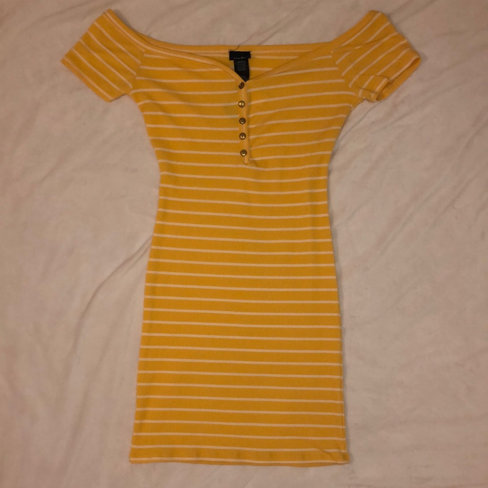 yellow striped bodycon dress